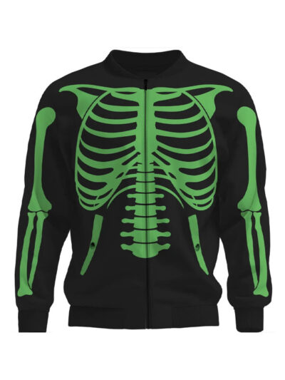 Halloween Black & Green Skeleton Varsity Jacket