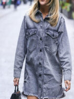 Heart Radio Ashley Roberts Oversized Grey Denim Shirt
