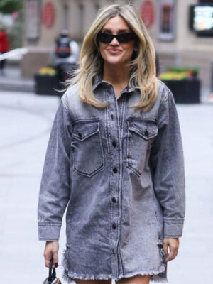 Heart Radio Ashley Roberts Oversized Grey Denim Shirt