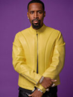 House of Villains Safaree Yellow Panelled Leather Jacket