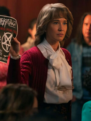 Hysteria! 2024 Anna Camp Maroon Cardigan