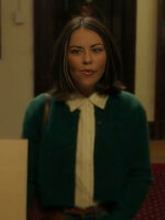Janel Parrish Haunted Wedding 2024 Green Cardigan