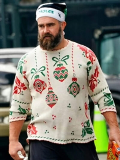 Jason Kelce Christmas White Pullover Sweater