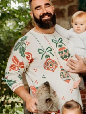 Jason Kelce Christmas White Pullover Sweater