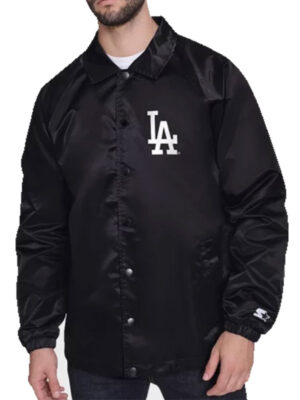 Los Angeles Dodgers Starter Raglan Coaches Black Jacket