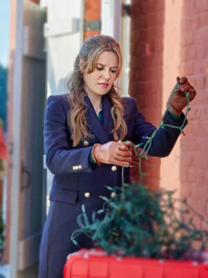 Melanie 2023 Navigating Christmas Blue Wool Trench Coat