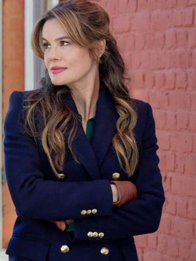 Melanie 2023 Navigating Christmas Blue Wool Trench Coat