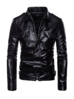 Men’s Fashion Biker Black Leather Jacket