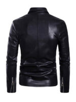 Men's Black Motorcycle Lapel Leather Jacket