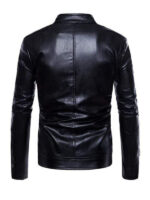 Stand Collar Motorcycle Black Jacket