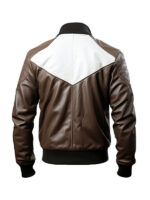 Men’s Sheepskin Baseball Brown & White Leather Varsity Jacket