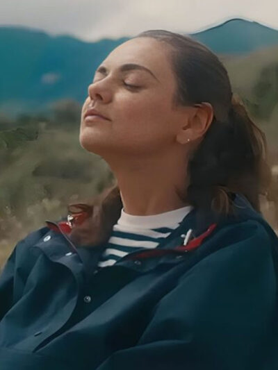 Michael Mila Kunis Goodrich 2024 Blue Hooded Jacket