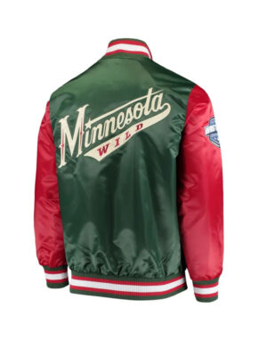 Minnesota Wild Pick & Roll Green Varsity Bomber Jacket