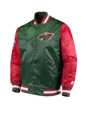 Minnesota Wild Pick & Roll Green Varsity Bomber Jacket