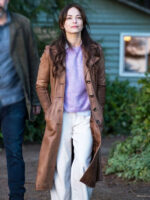 Murder in a Small Town S01 Cassandra Lee Brown Leather Coat