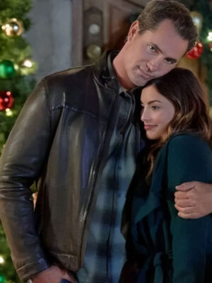 Mystery on Mistletoe Lane Victor Webster Black Leather Jacket