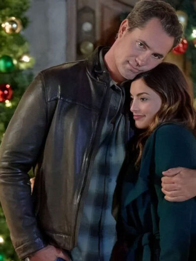 Mystery on Mistletoe Lane Victor Webster Black Leather Jacket