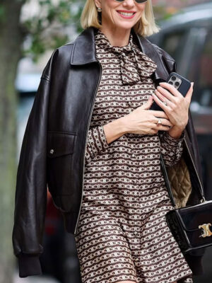 Naomi Watts NYC Black Leather Jacket