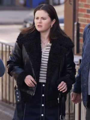 Only Murders In The Building S04 Mabel Mora Black Shearling Jacket