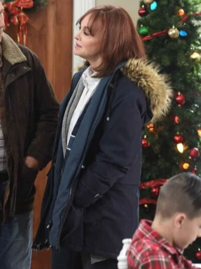 Pamela Sue Martin My Christmas Prince Blue Parka Hooded Jacket