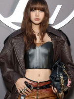 Paris Fashion Week Lisa Brown Leather Coat