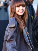 Paris Fashion Week Lisa Brown Leather Coat