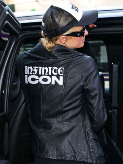 Paris Hilton Infinite Icon Black Leather Jacket