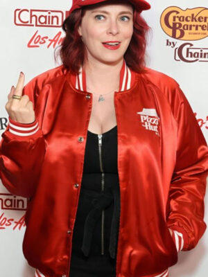 Rachel Bloom ChainFEST 2024 Red Bomber Jacket