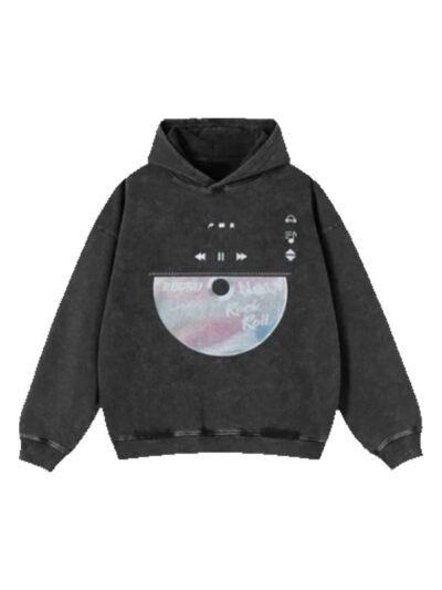 Retro Soundwave Rock & Roll Oversize Pullover Hoodie