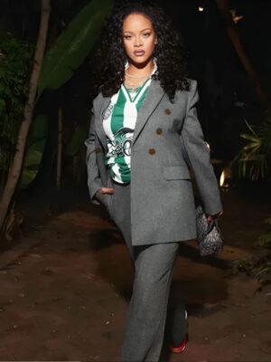 Rihanna Beverly Hills Grey Suit