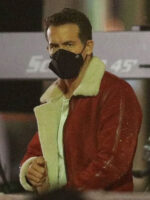 Ryan Reynolds Spirited Shearling Red Leather Jacket