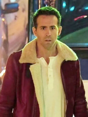 Ryan Reynolds Spirited Shearling Red Leather Jacket