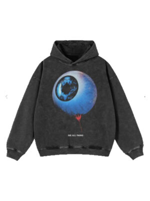 See All Thing Eye Graphic Black Pullover Hoodie