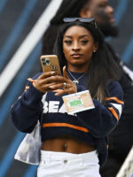 Simone Biles Bears Blue Sweater