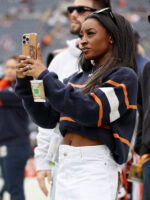 Simone Biles Bears Blue Sweater