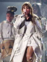 Taylor Swift Paris Eras Tour White Fringe Coat
