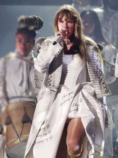 Taylor Swift Paris Eras Tour White Fringe Coat
