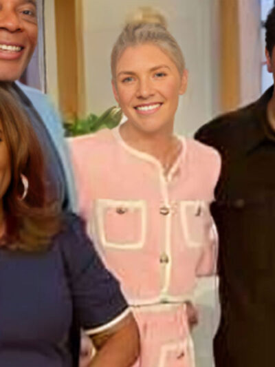 The Talk Amanda Kloots Pink Cropped Jacket