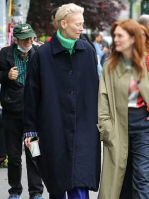 Tilda Swinton The Room Next Door 2024 Black Trench Coat