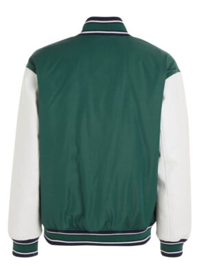 Tommy Jeans Green Satin Varsity Bomber Jacket