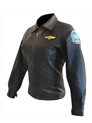 Top Gun Kelly McGillis Black Leather Jacket