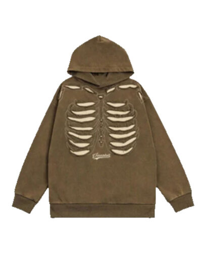 Unisex Skeleton Spine Oversized Pullover Hoodie