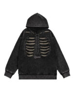 Unisex Skeleton Spine Oversized Pullover Hoodie