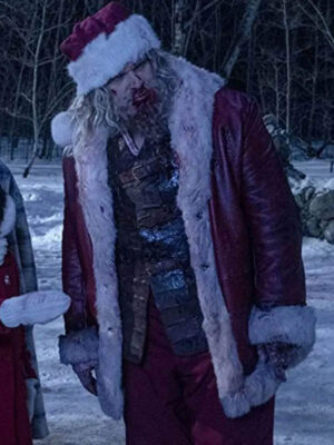 Violent Night Santa Claus Maroon Leather Jacket