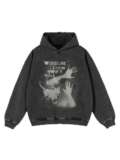 Wildlife Glimpse Wood Lise Black Pullover Hoodie