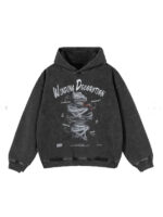 Winding Decoration Wrapped Black Pullover Hoodie