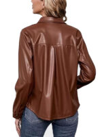 Women's Brown Shirt Style Leather Jacket