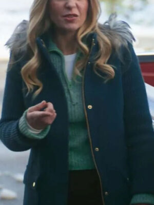 A Christmas Less Traveled 2024 Candace Cameron Bure Blue Wool Jacket