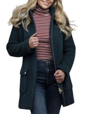 A Christmas Less Traveled 2024 Candace Cameron Bure Blue Wool Jacket