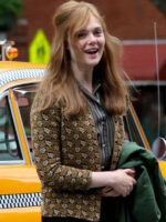 A Complete Unknown 2024 Elle Fanning Brown Jacket